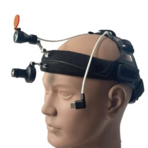 Head-Mount Ultra-Compact  4K USB Camera with Fill Light for Surgical Procedures, Lab Applications, or Product Demos.